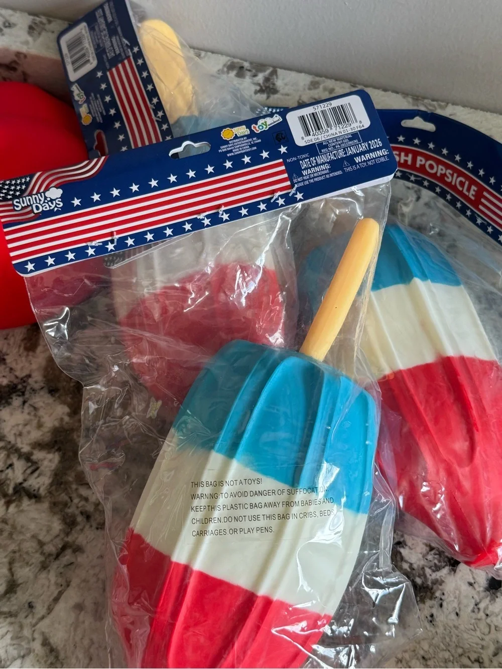 Sunny Days Squish Popsicle - Red, White & Blue Party Bomb Pop